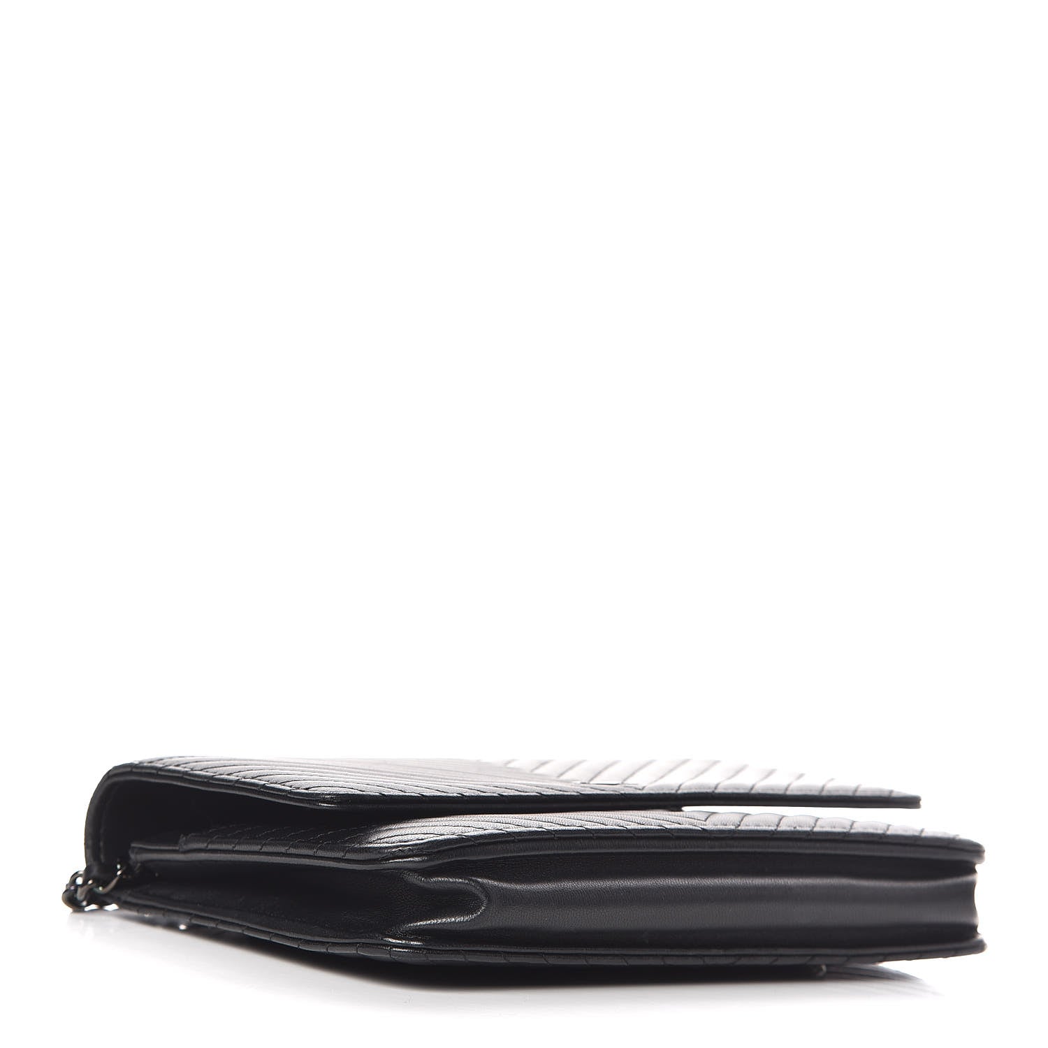 Chanel Lambskin Chevron Quilted Wallet On Chain WOC So Black 4 of 17