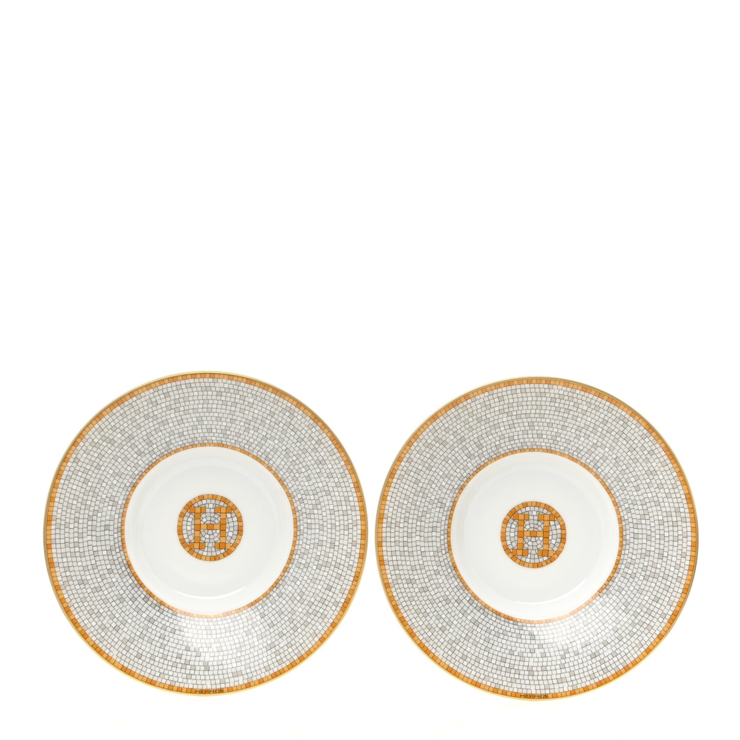 Porcelain Mosaique Au 24 Gold Coffee Cup and Saucer Set of 2
