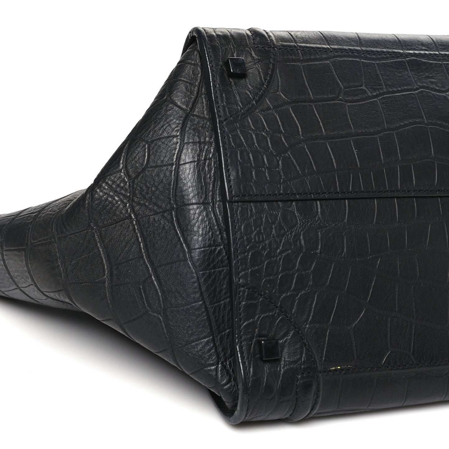 Crocodile Embossed Calfskin Medium Phantom Luggage Black