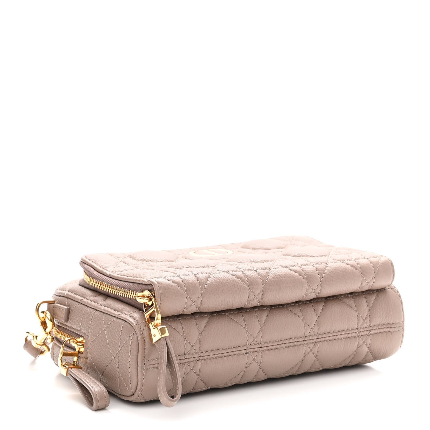 Supple Calfskin Caro Double Pouch Warm Taupe