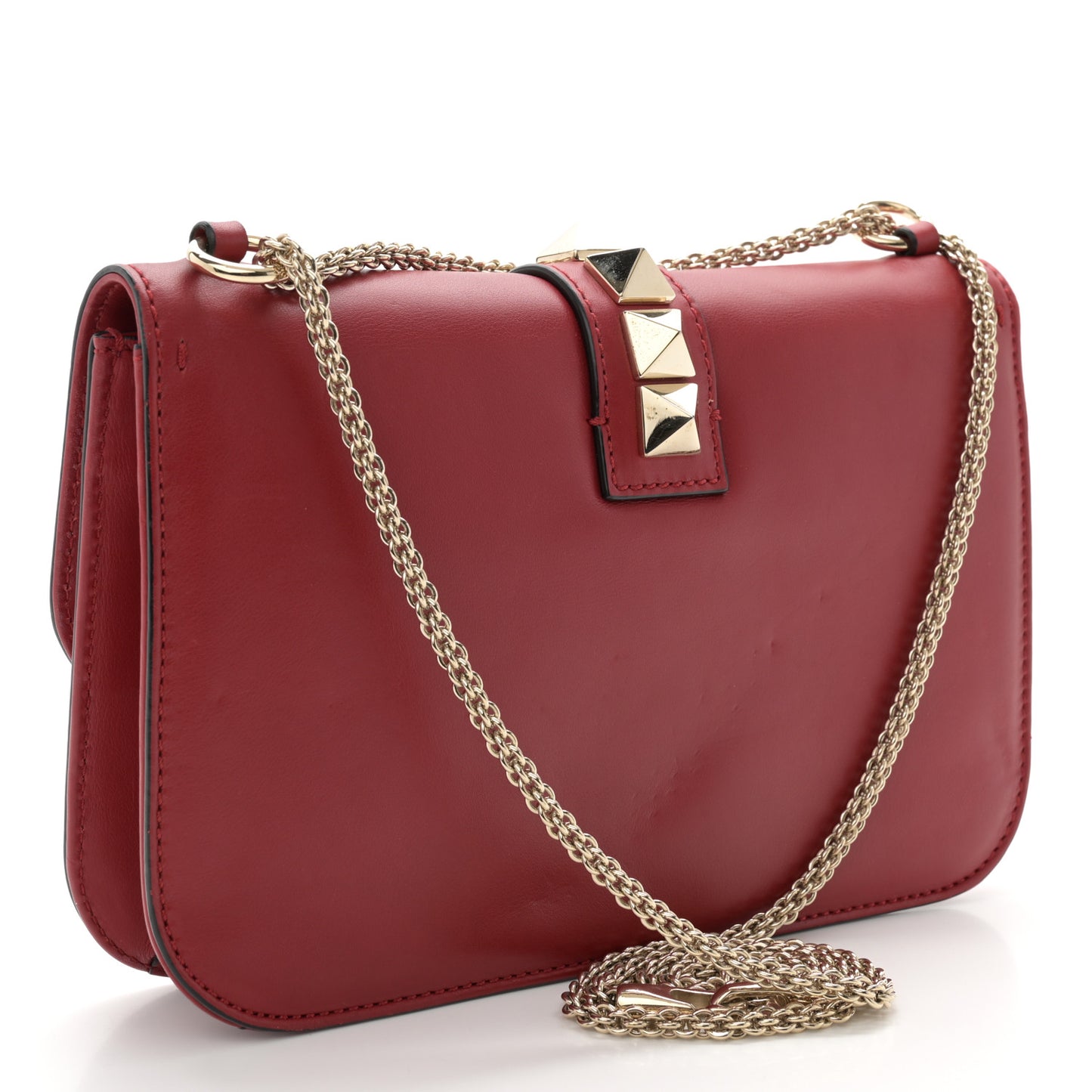 Vitello Medium Glam Lock Rockstud Flap Red
