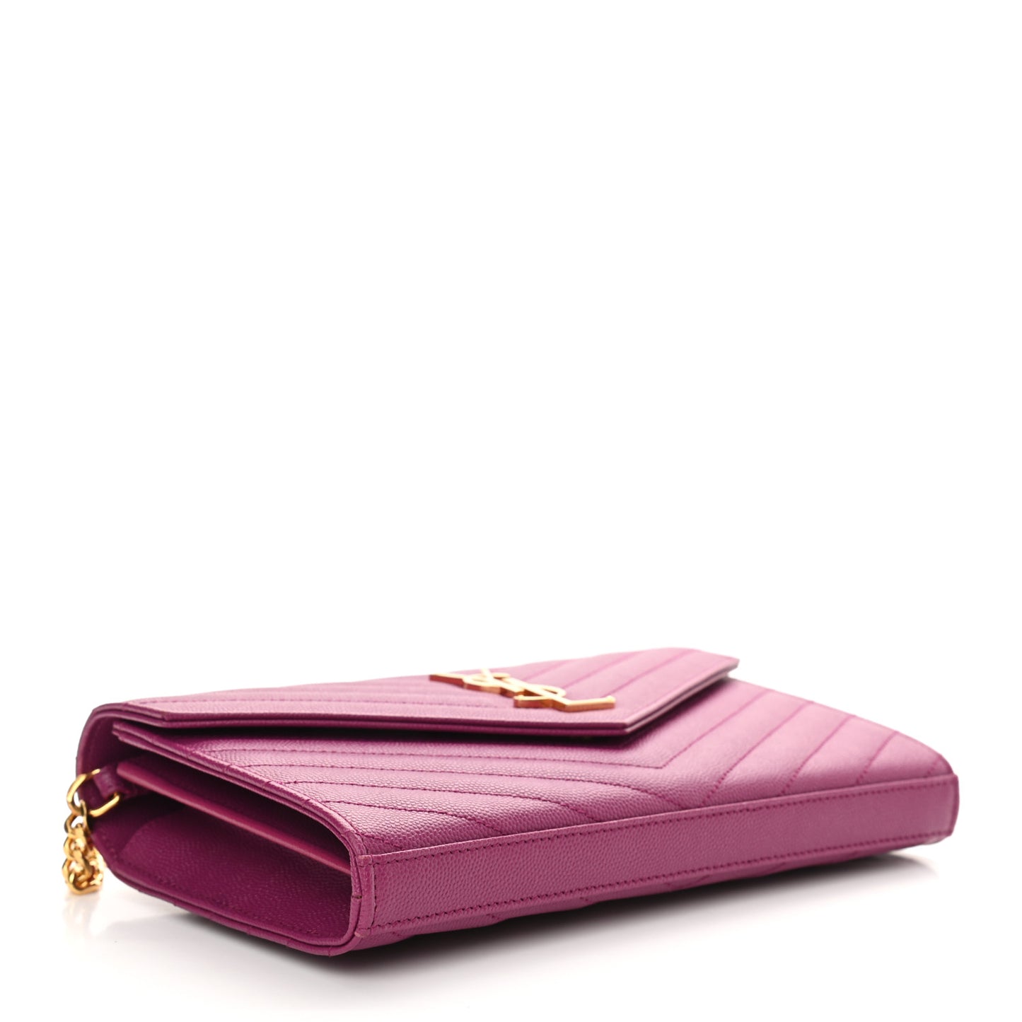 Grain De Poudre Matelasse Chevron Monogram Chain Wallet Dark Grape