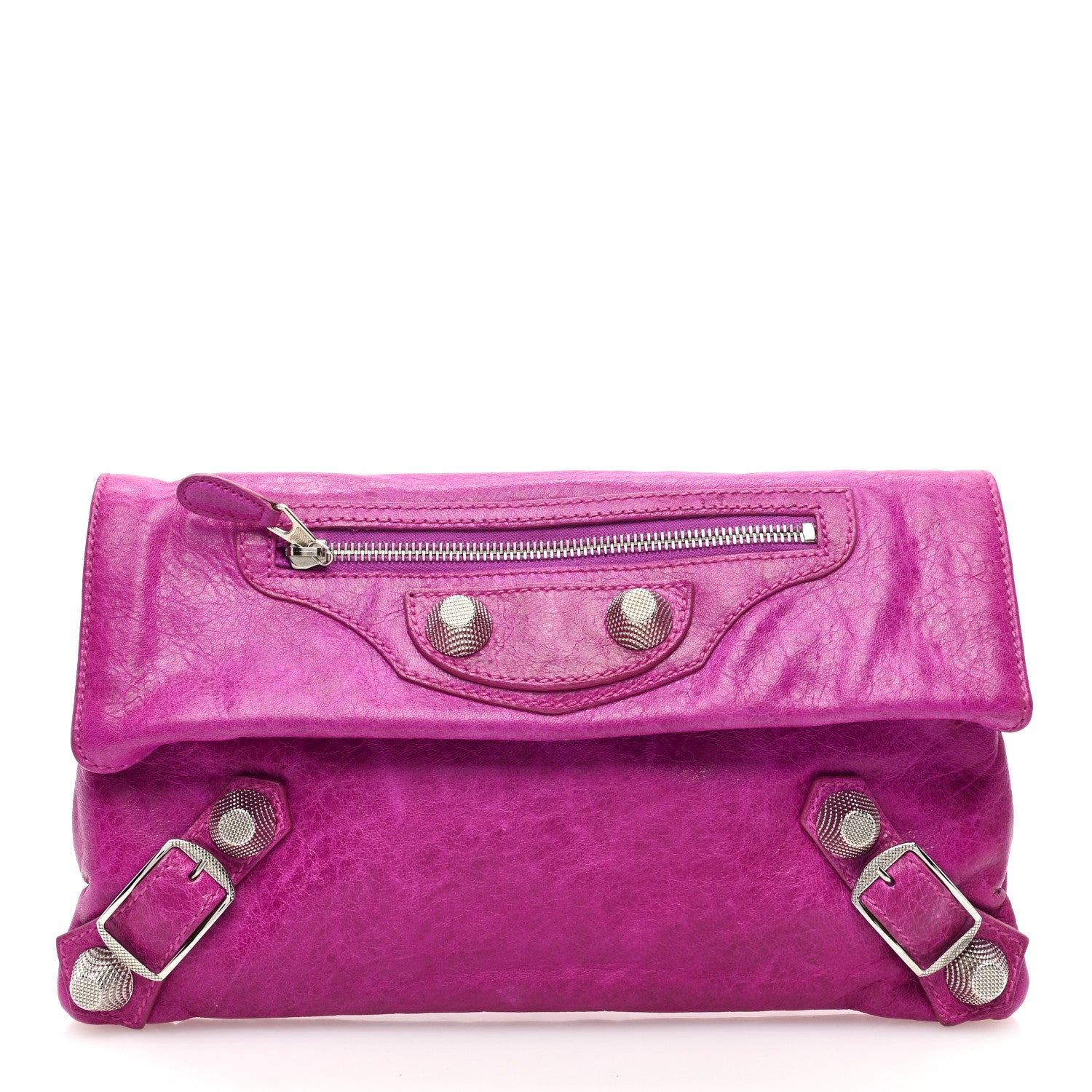Balenciaga Agneau Giant 21 Silver Hardware Envelope Clutch Cyclamen 1 of 7