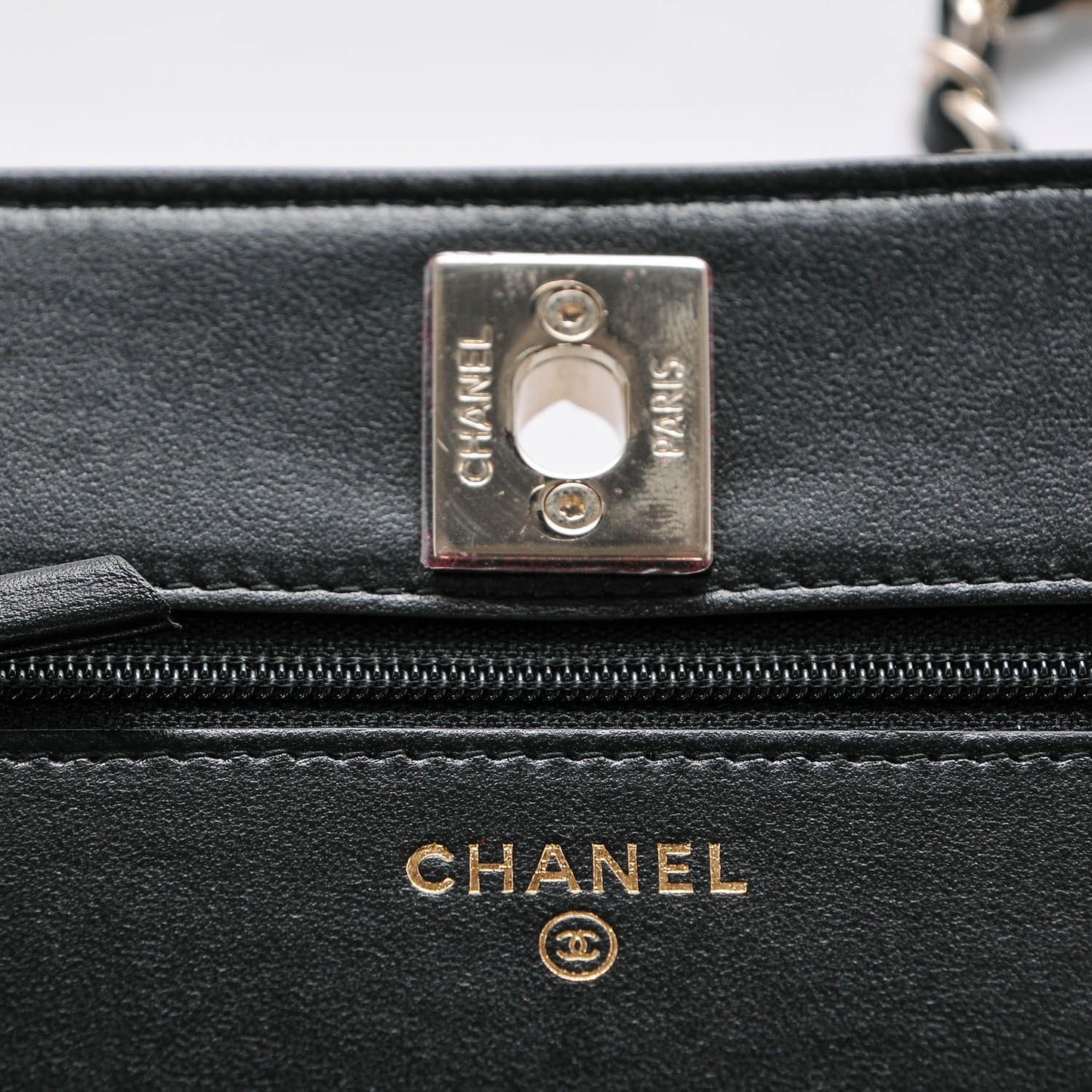 Lambskin Quilted Trendy CC Wallet On Chain WOC Black
