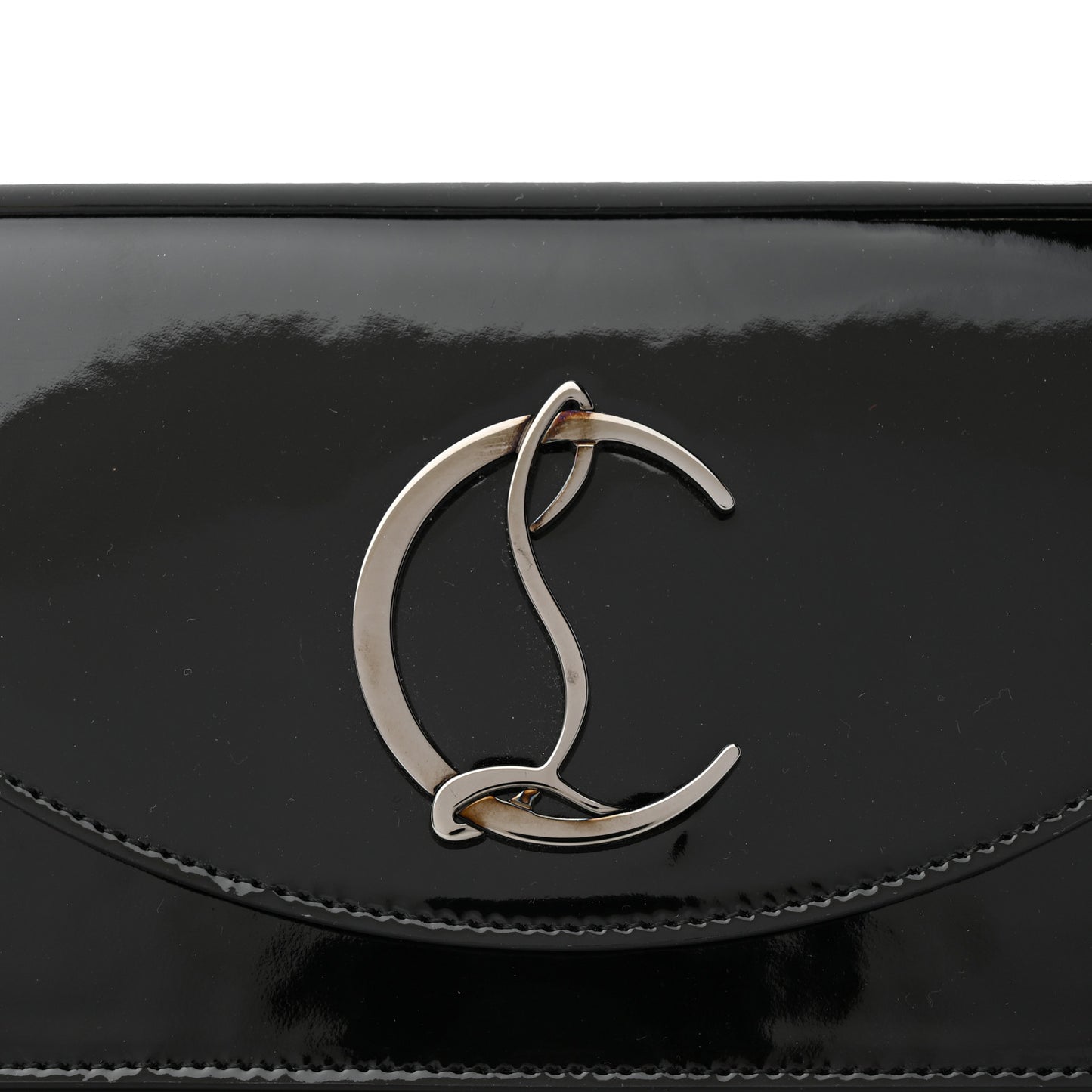 Patent Calfskin Loubi54 Crossbody Clutch Black