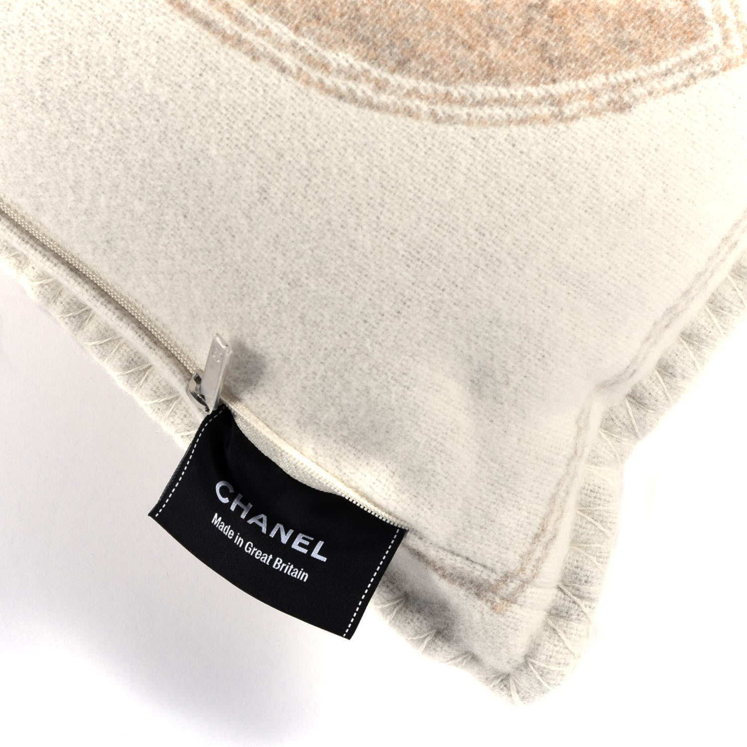 Chanel Merino Wool Cashmere CC Pillow Beige Off White 3 of 3
