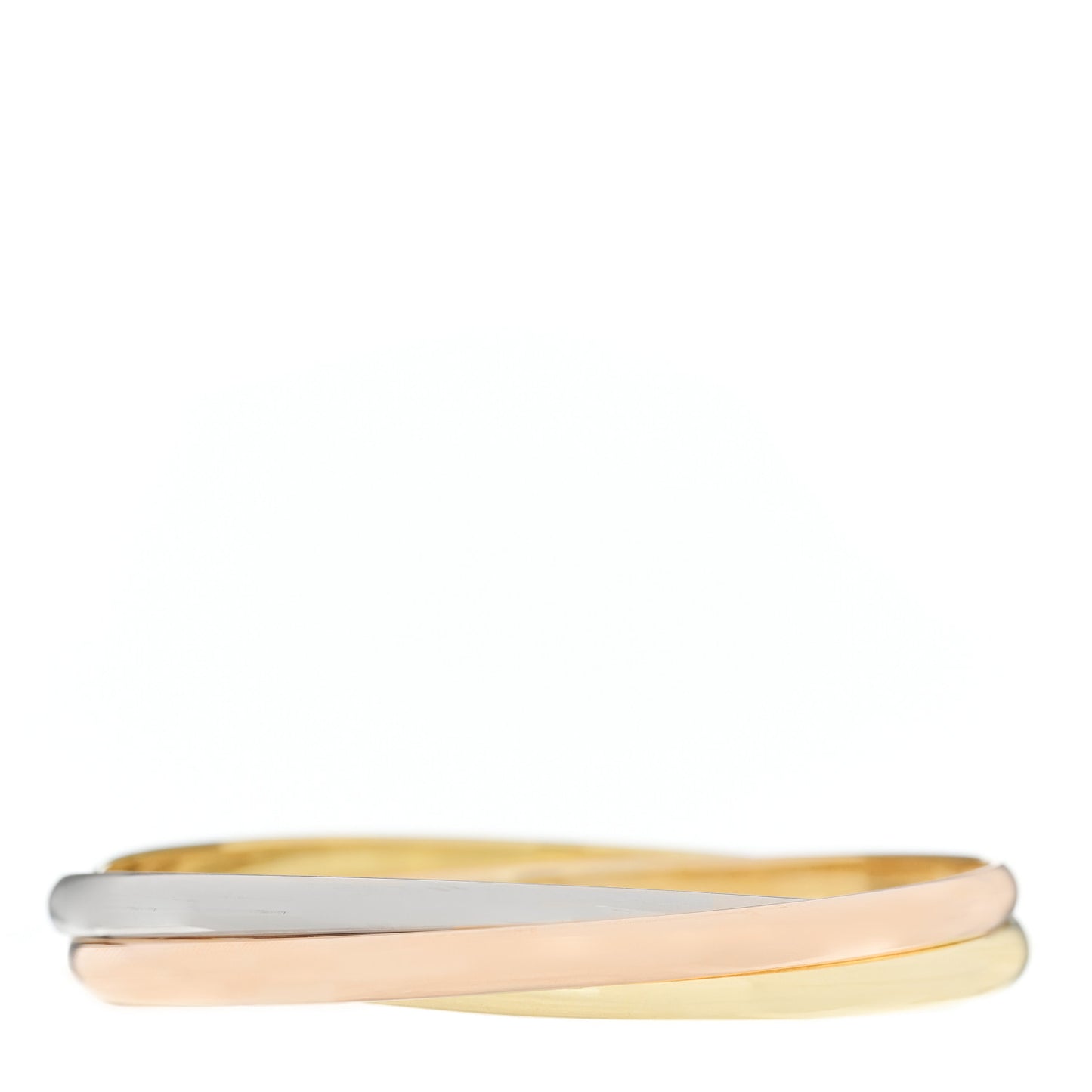18K Pink Yellow White Gold 4.5mm Trinity Bangle Bracelet