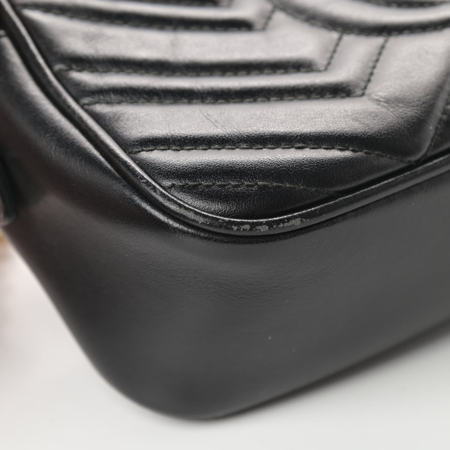 Gucci Calfskin Matelasse Small GG Marmont Chain Shoulder Bag Black 12 of 19