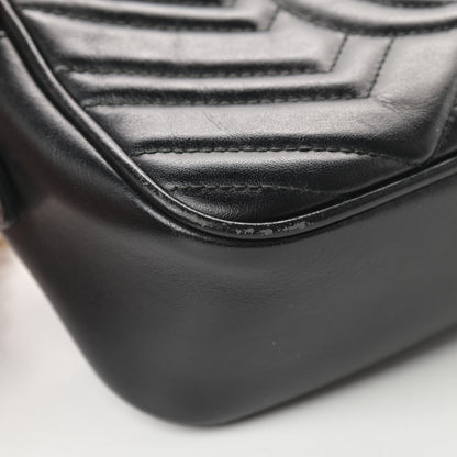 Gucci Calfskin Matelasse Small GG Marmont Chain Shoulder Bag Black 12 of 19