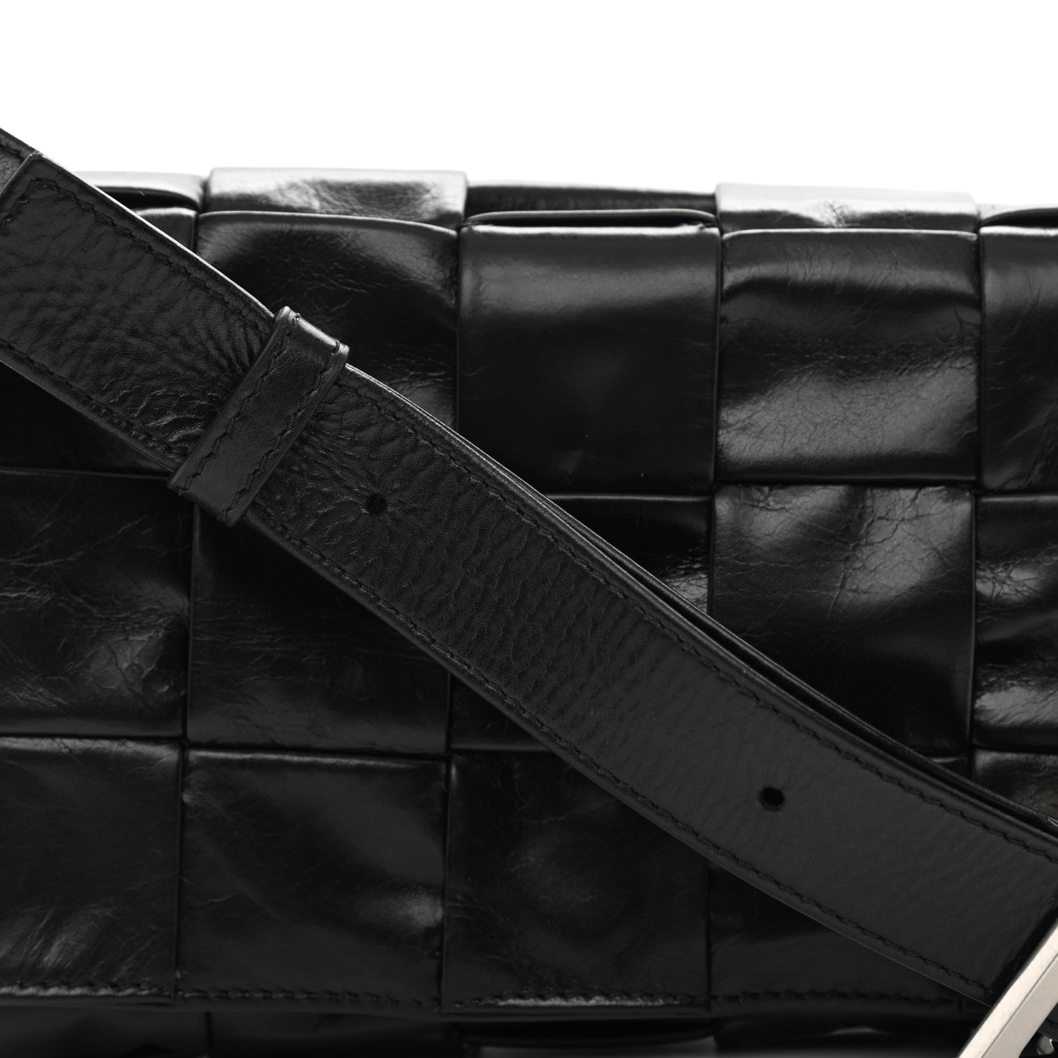 Bottega Veneta Paper Calfskin Maxi Intreccio Cassette Crossbody Bag Black 9 of 9