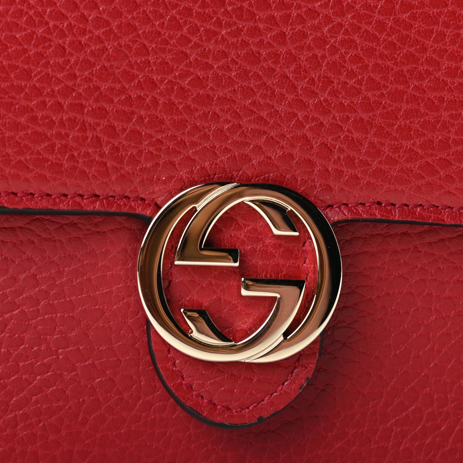 Gucci Dollar Calfskin Interlocking G Chain Wallet Red 8 of 9