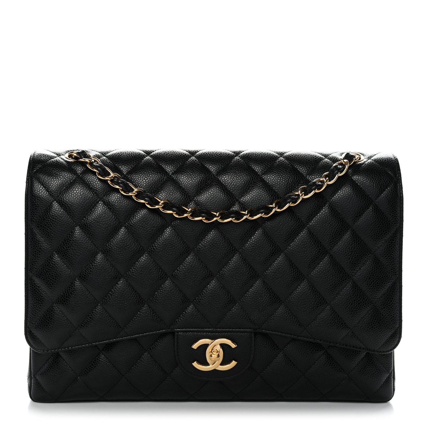 Caviar Quilted Maxi Double Flap Black