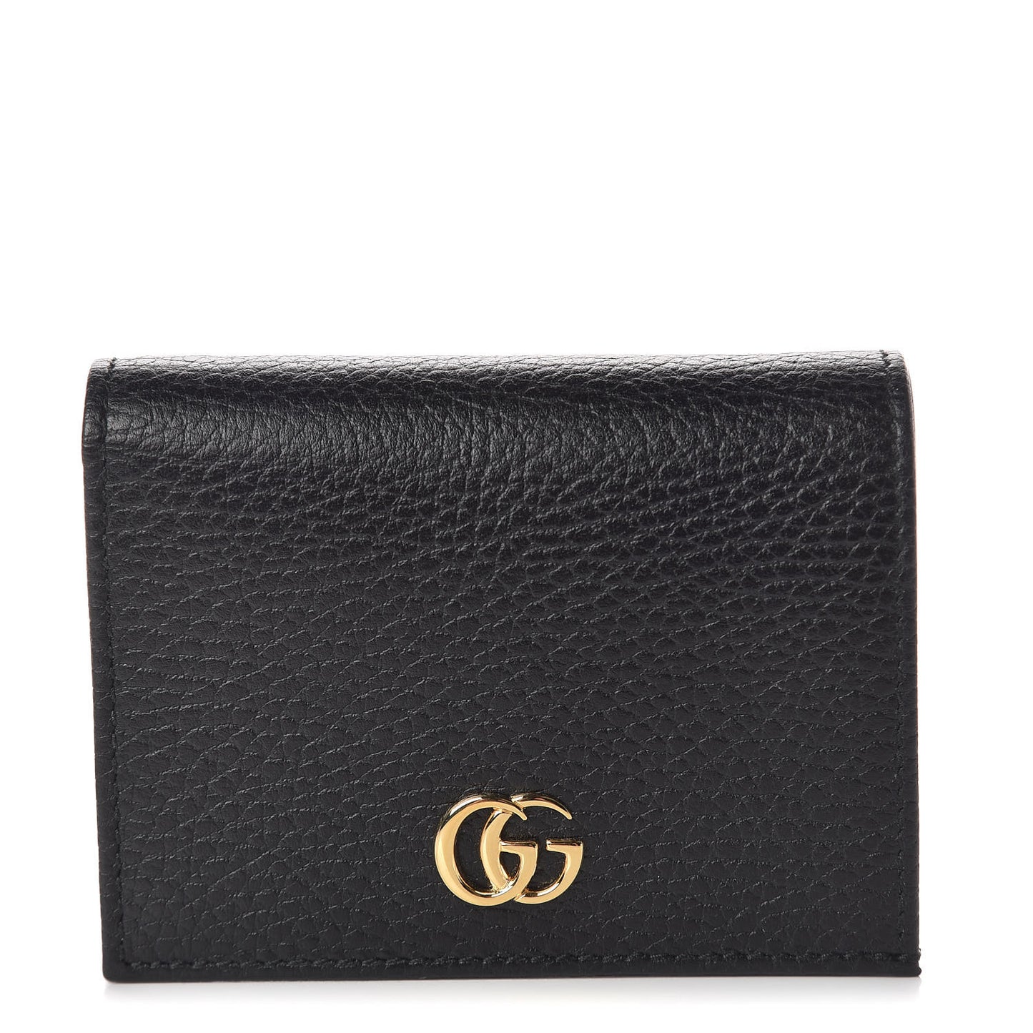 Pebbled Calfskin GG Marmont Card Case Black