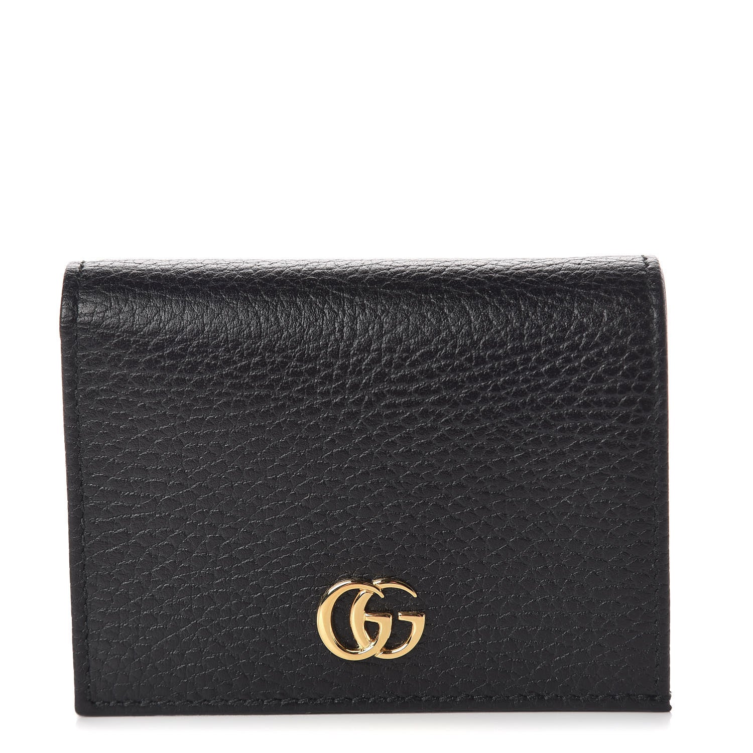 Gucci Pebbled Calfskin GG Marmont Card Case Black 1 of 8