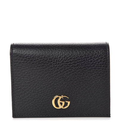 Gucci Pebbled Calfskin GG Marmont Card Case Black 1 of 8