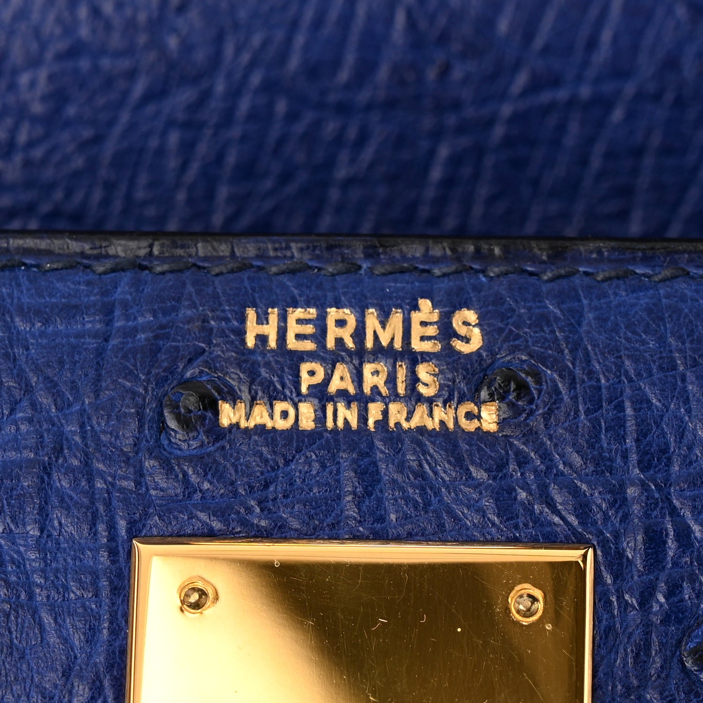 Ostrich Kelly Sellier 32 Bleu Iris