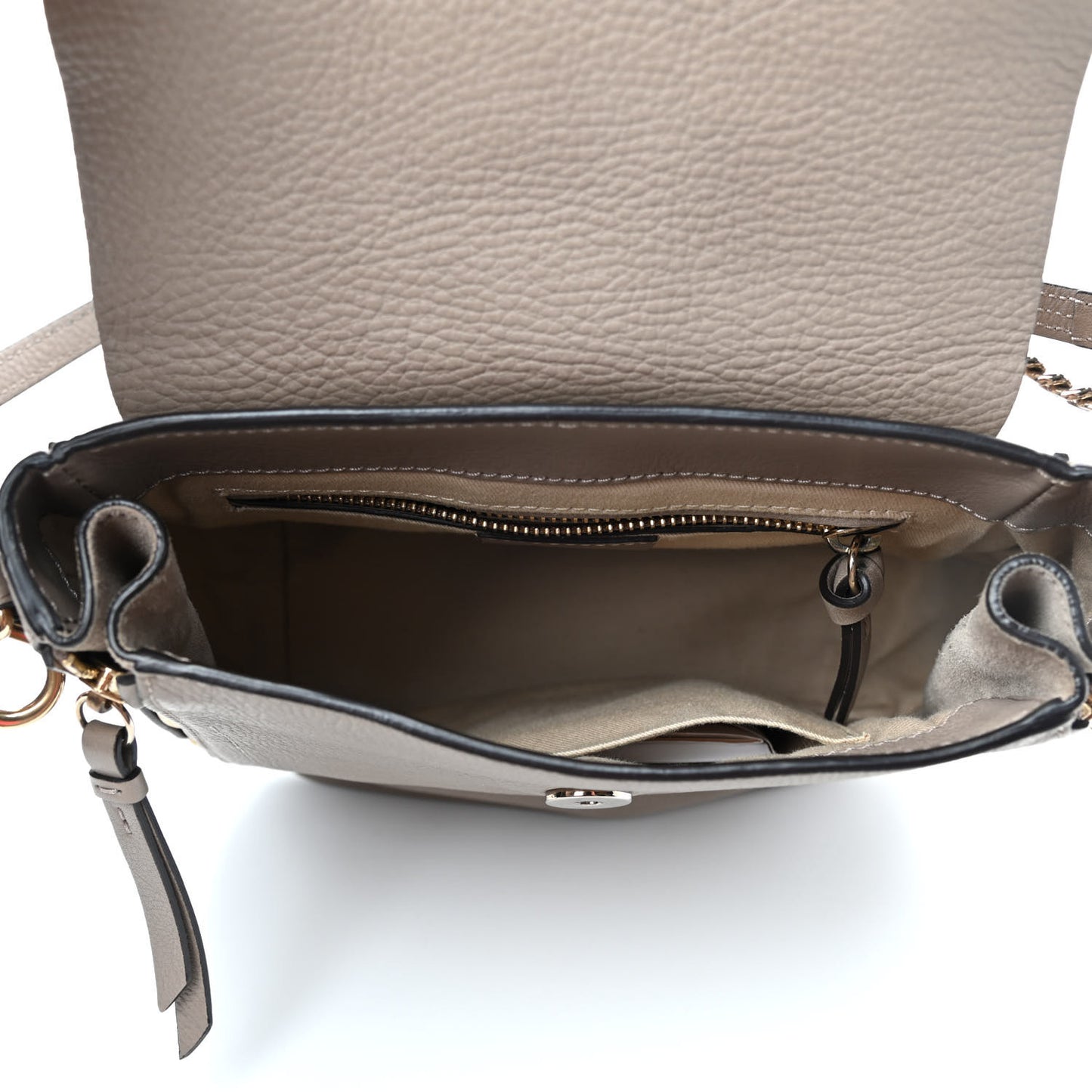Suede Calfskin Small Faye Backpack Motty Grey