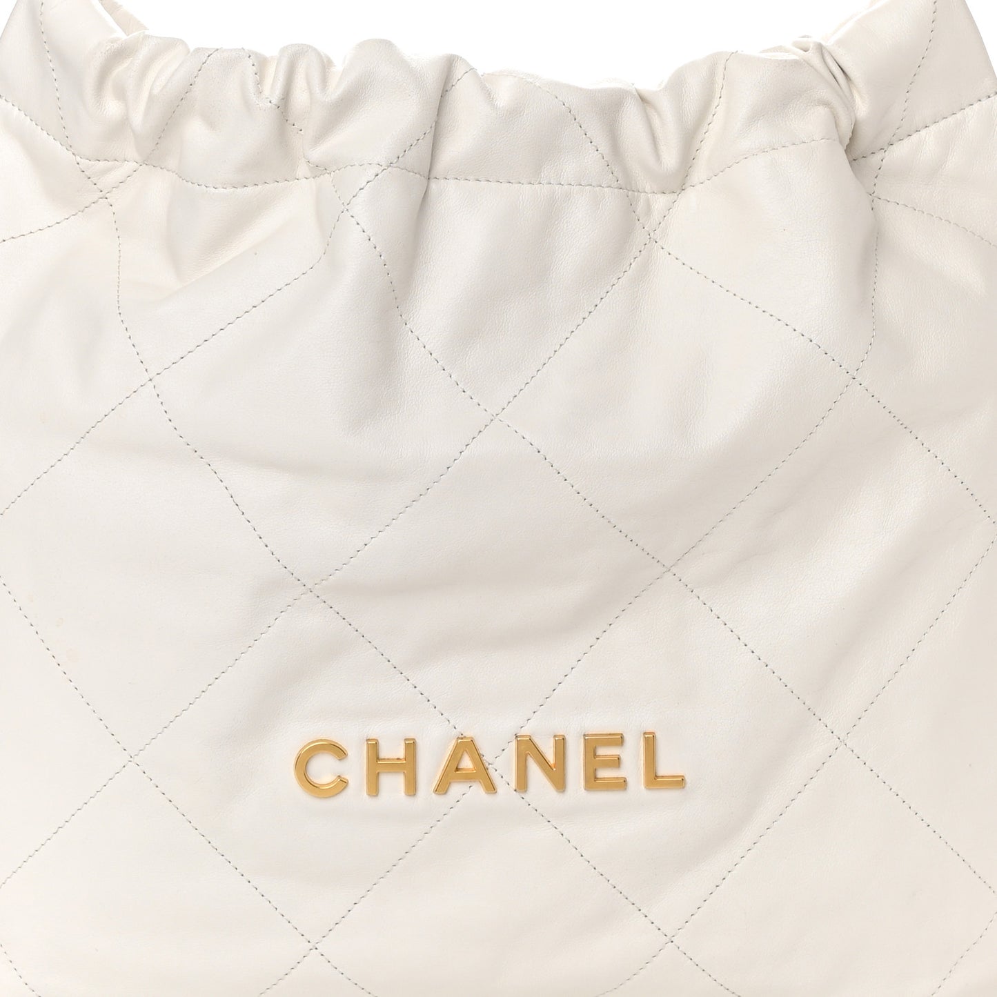 Shiny Calfskin Quilted Chanel 22 White