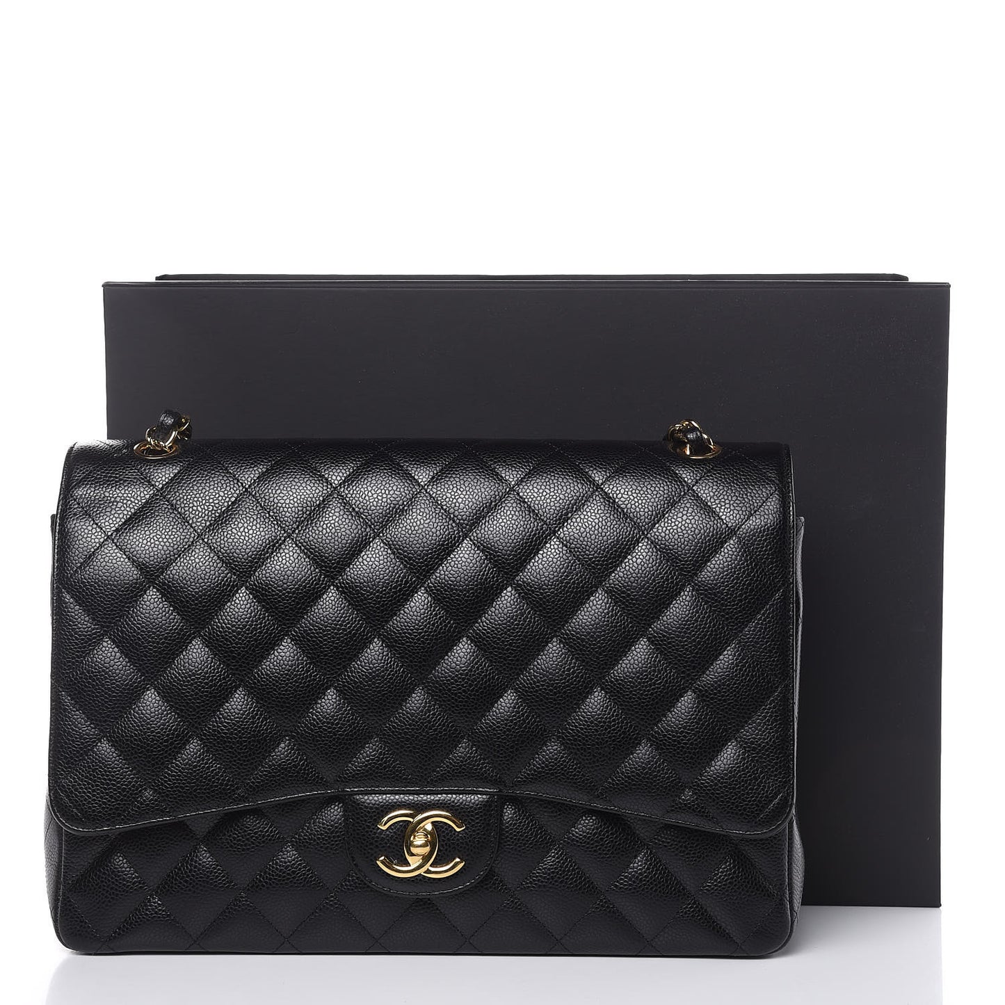 Caviar Quilted Maxi Double Flap Black