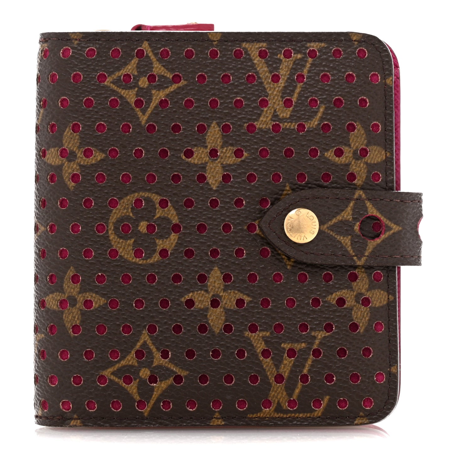 Monogram Perforated Compact Zipped Wallet Fuchsia