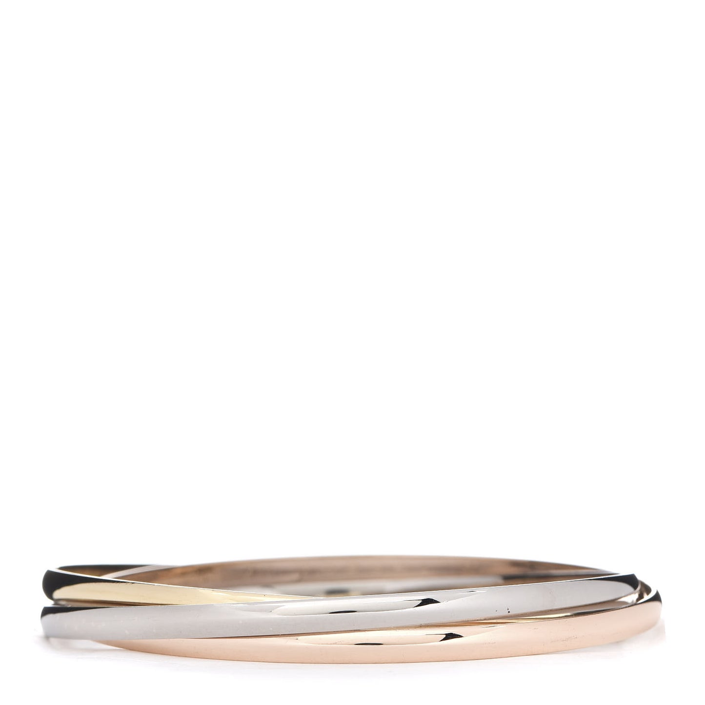 18K Pink Yellow White Gold 3.5mm Trinity Bangle Bracelet 62