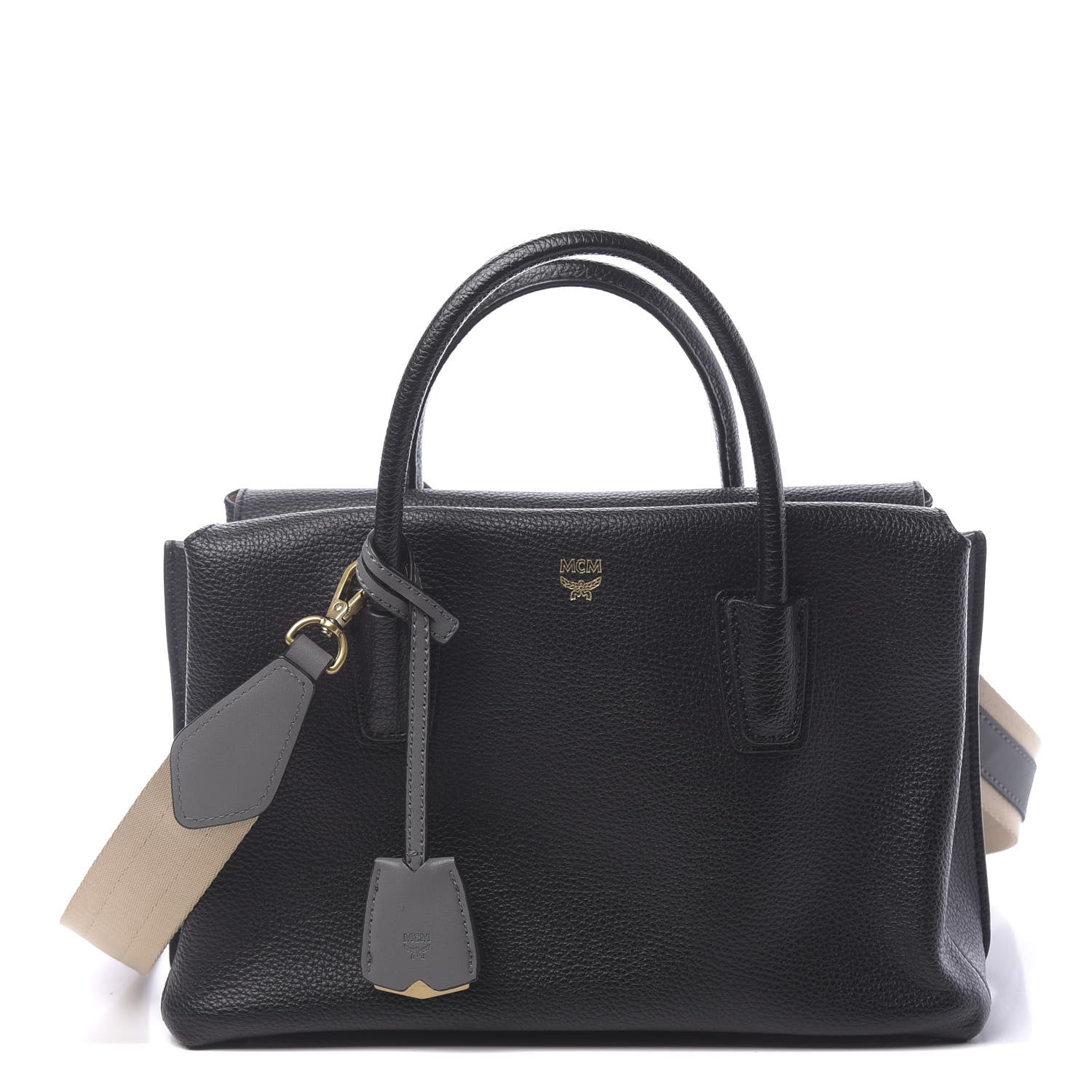 MCM Grained Calfskin Medium Milla Tote Black 1 of 10