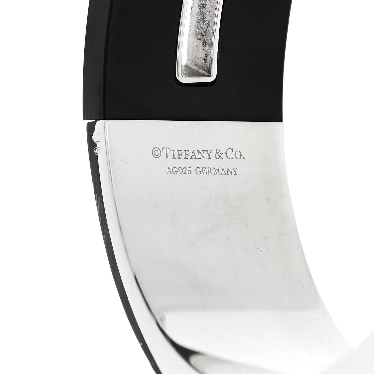 Tiffany Sterling Silver Black Ceramic T Cutout Cuff Bracelet 3 of 3