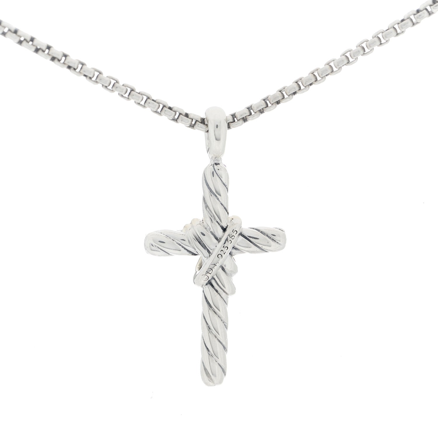 David Yurman Sterling Silver 14K Yellow Gold X Cross Necklace 6 of 6