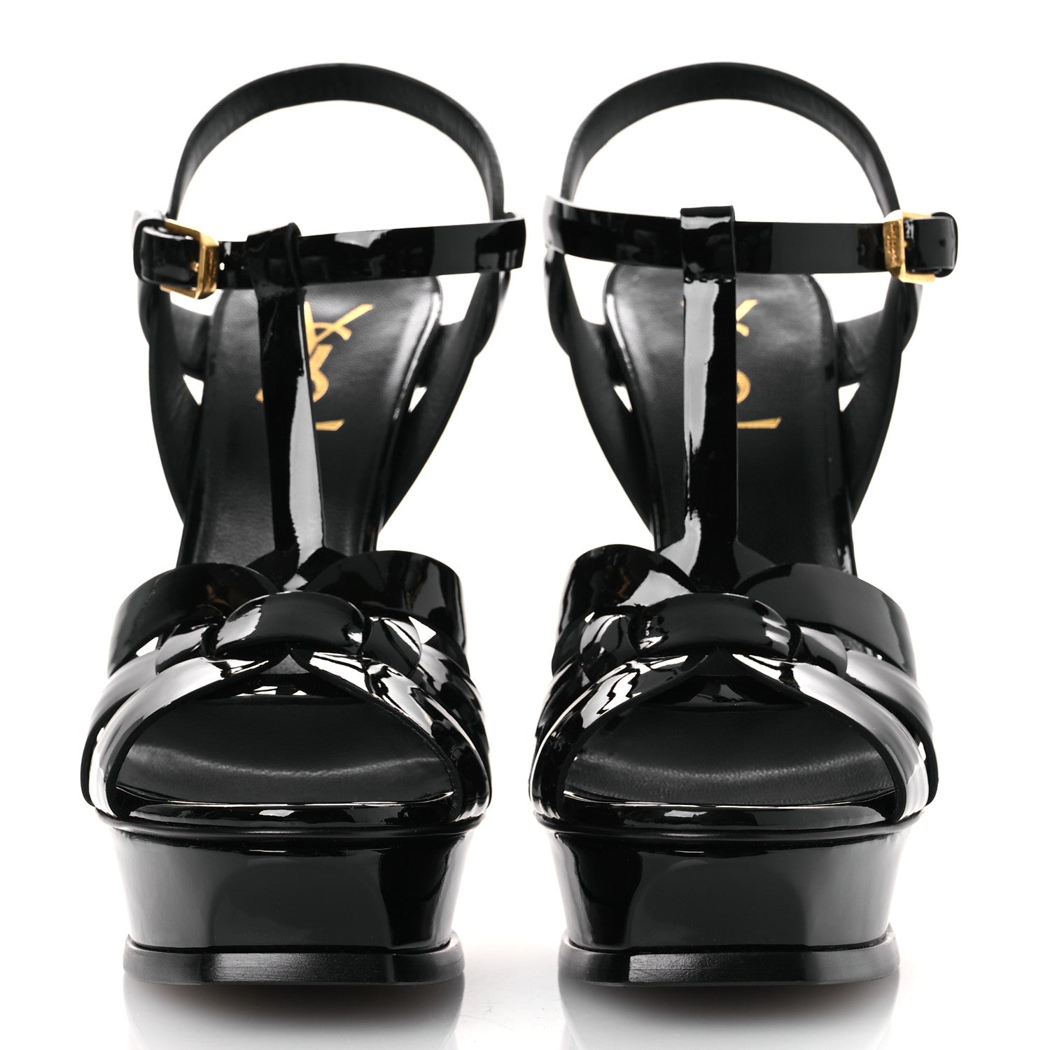 Saint Laurent Patent Tribute 105 Platform Sandals 38.5 Black 3 of 11