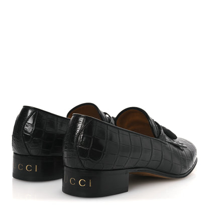 Gucci Crocodile Niloticus Mens Tassel Loafers 8 Black 5 of 13