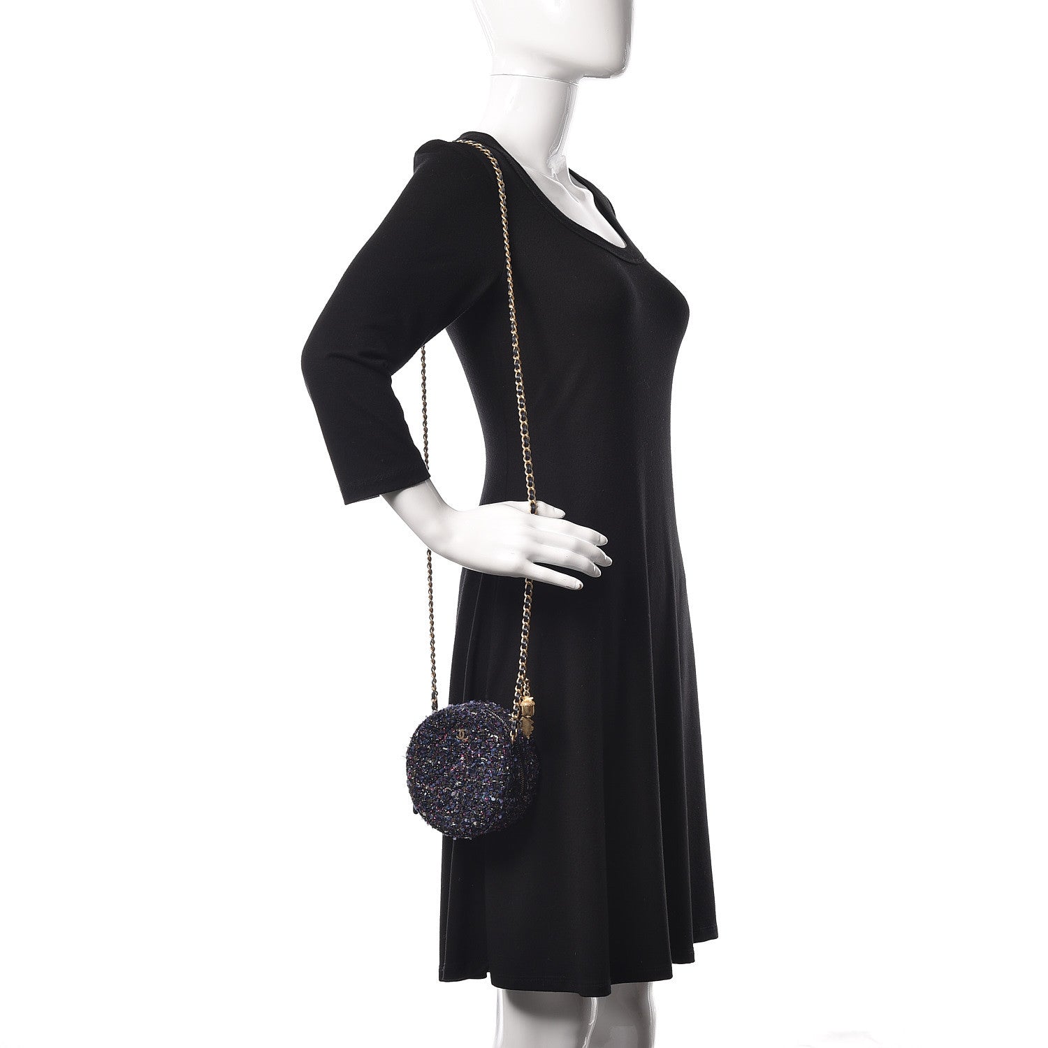 Chanel Tweed Round Clutch With Chain Multicolor 2 of 7