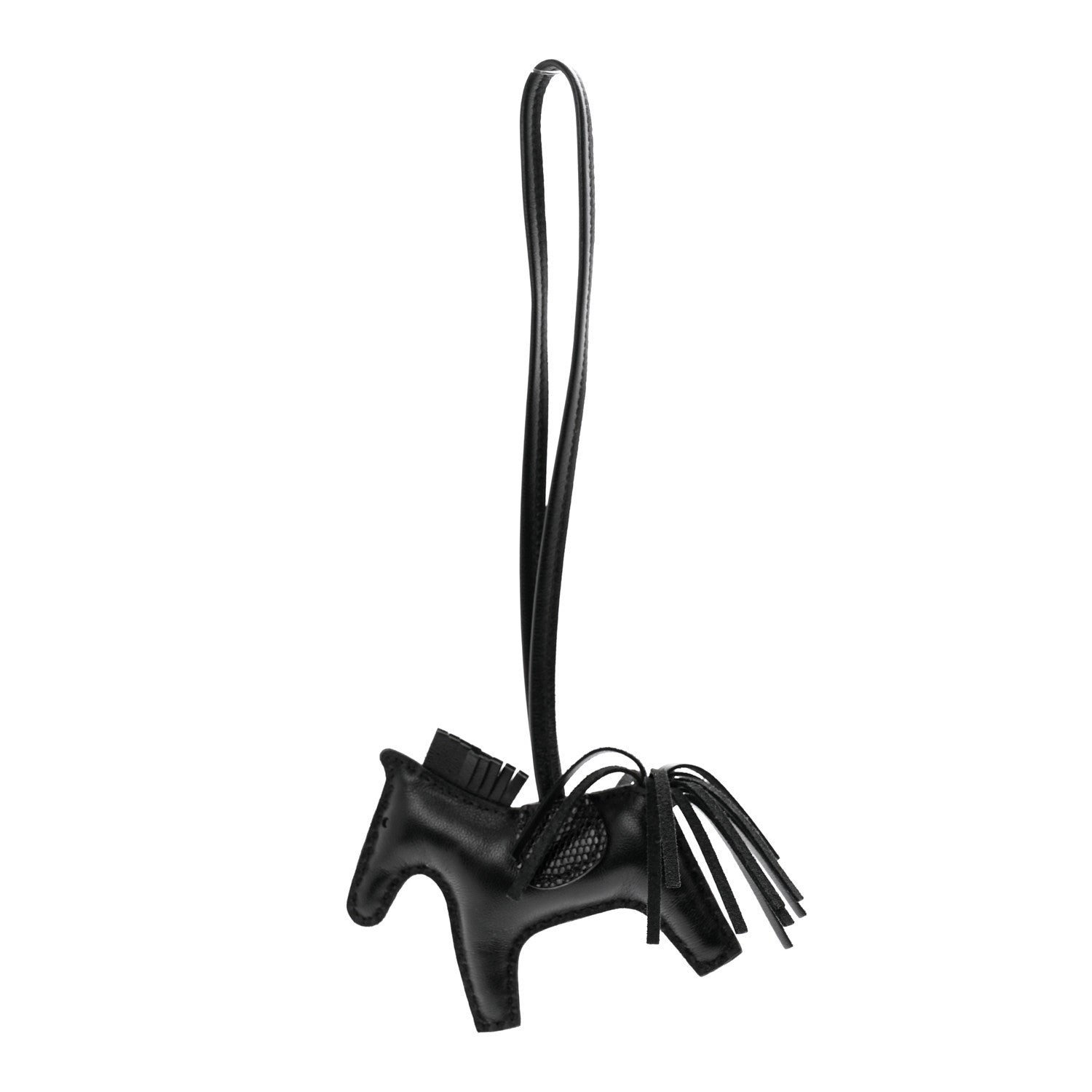 Hermes Milo Lambskin Lizard Touch Grigri Rodeo Horse Bag Charm PM So Black 1 of 4