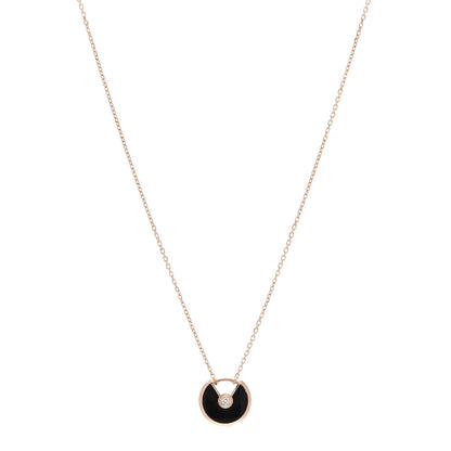 Cartier 18K Pink Gold Diamond Black Onyx XS Amulette de Cartier Pendant Necklace 1 of 6