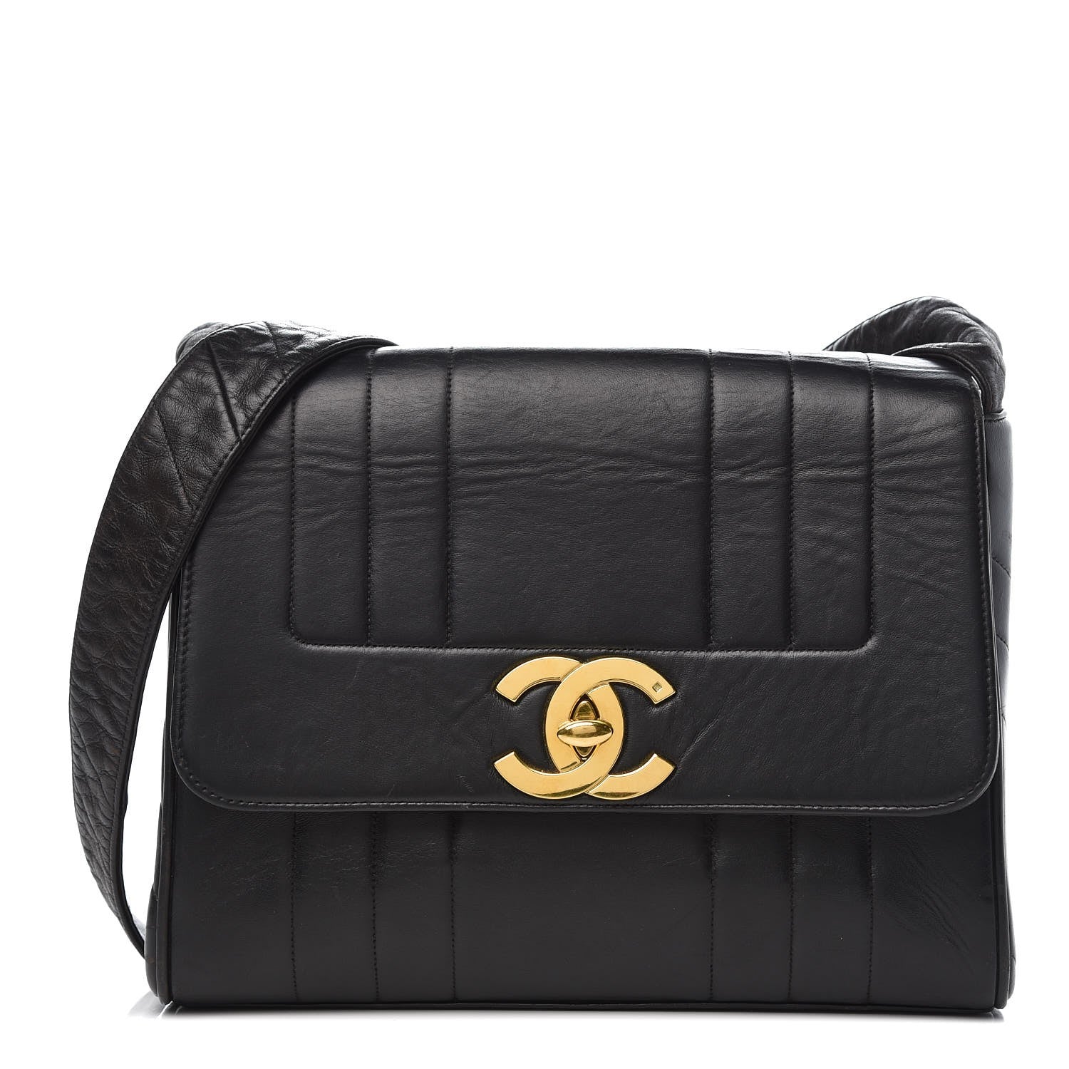 Chanel Lambskin Vertical Quilted Medium Single Flap Black 1 of 15