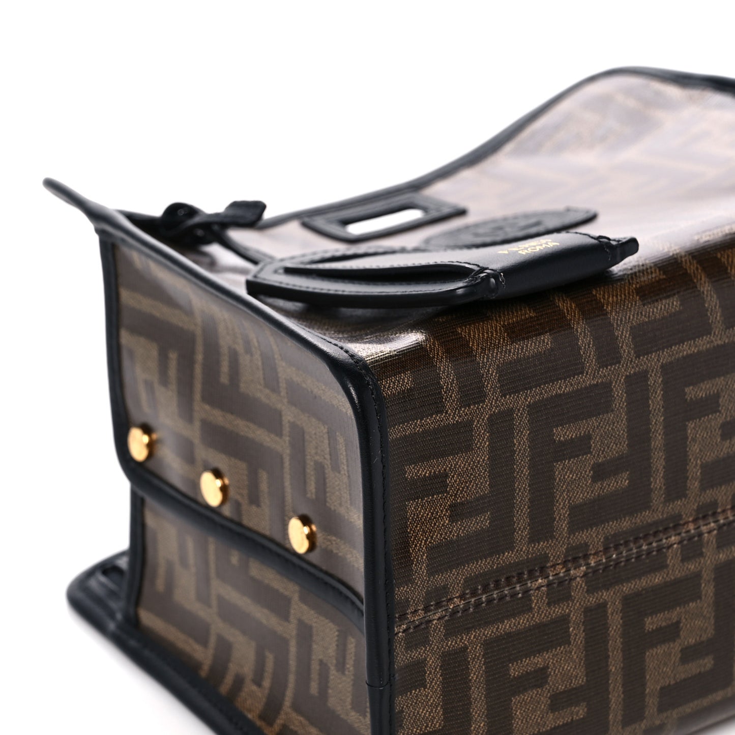 Glazed Fabric Vitello Century FF 1974 Stamp Patch Mini Peekaboo Defender Cover Mogano Panna Black