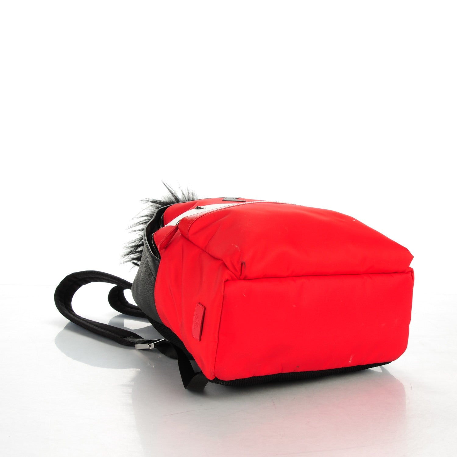Fendi Nylon Vitello Elite Flamingo Fox Goat Fur Lightning Monster Eyes Backpack Rosso Black 4 of 9