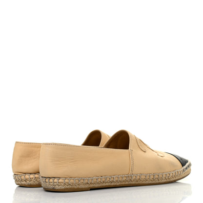 Chanel Lambskin CC Espadrilles 37 Beige Black 3 of 6