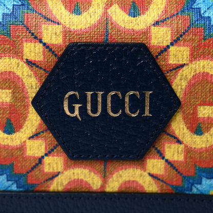 Gucci GG Supreme Kaleidoscope Calfskin Script Logo Gucci 100 Card Case Wallet Blue Orange Multicolor Blue Agata 7 of 9