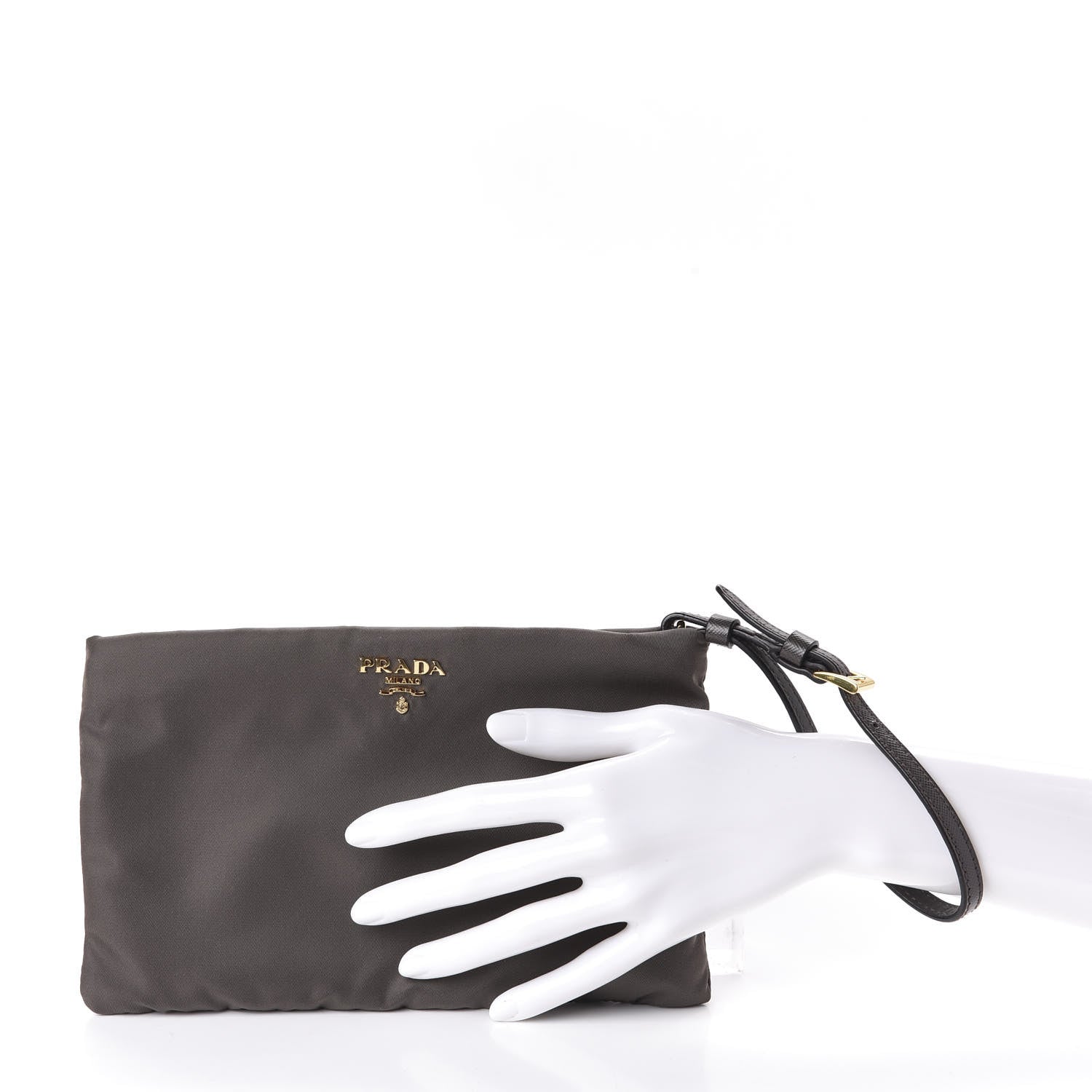 Prada Tessuto Nylon Saffiano Wristlet Fumo 2 of 15