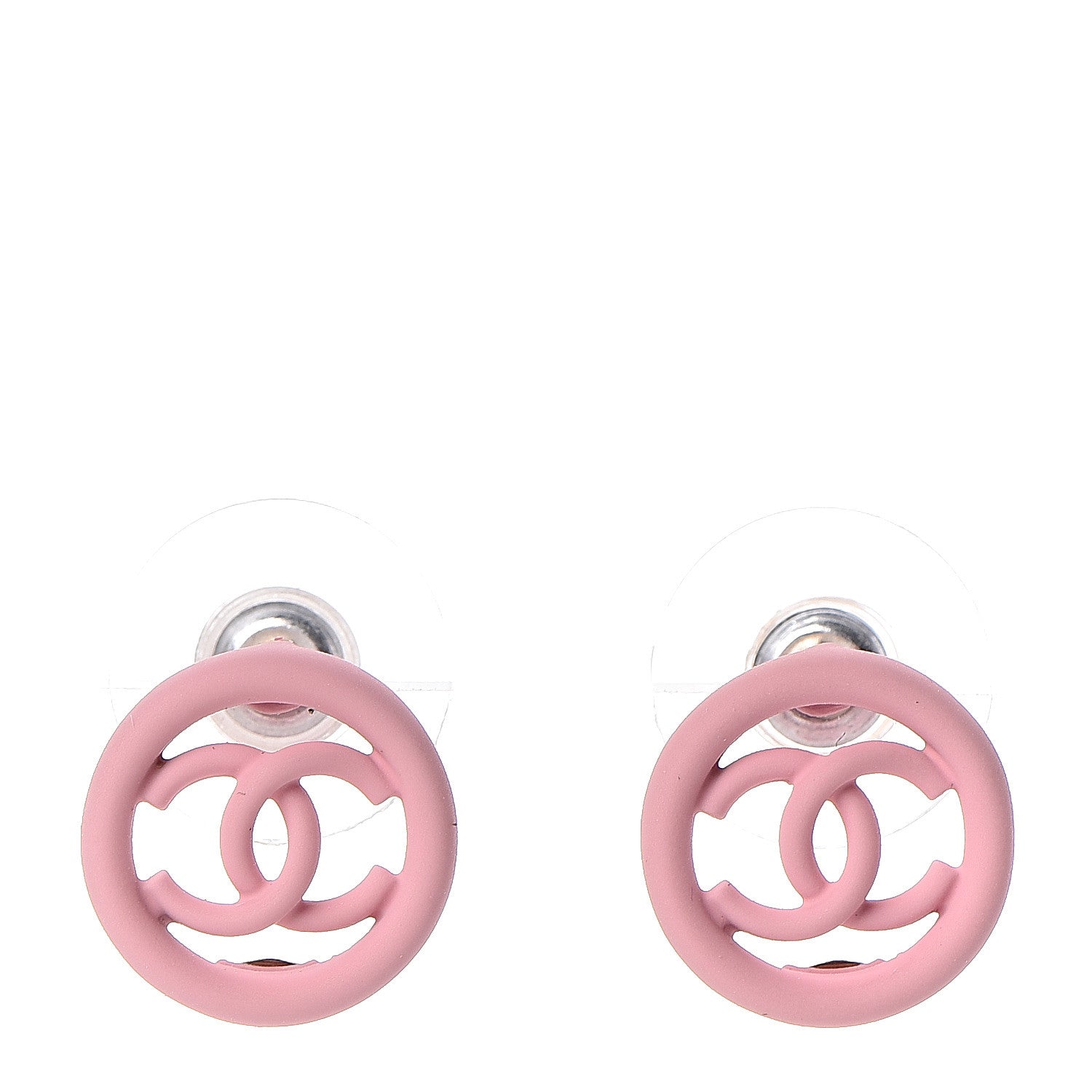 Chanel Rubber CC Earrings Pink 1 of 5