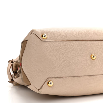 Burberry Derby Calfskin House Check Medium Banner Tote Beige 11 of 12