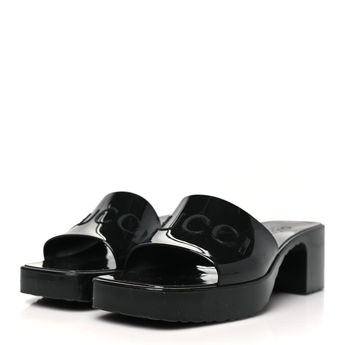 Rubber Gucci Logo Womens Platform 20/60mm Slide Sandals 37 Black