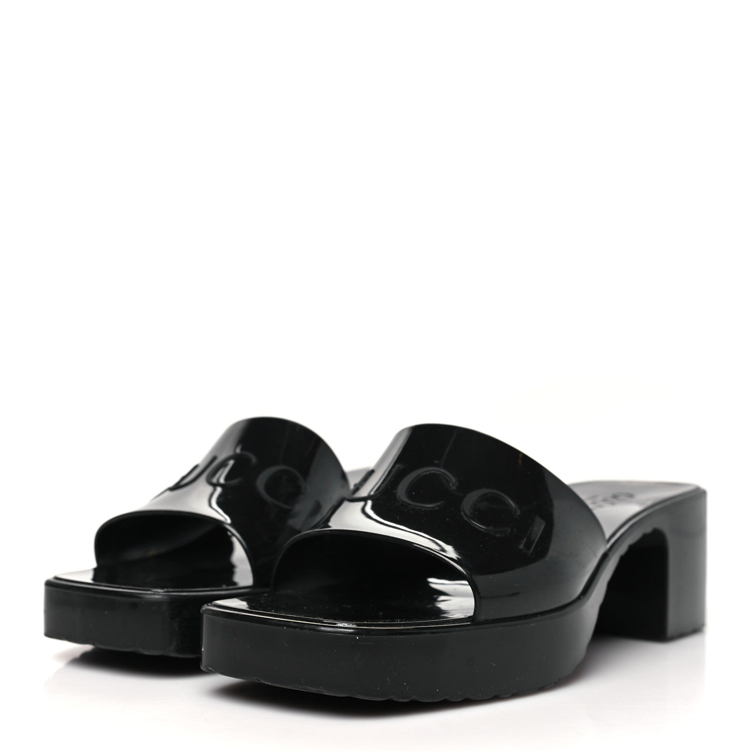 Gucci Rubber Gucci Logo Womens Platform 20/60mm Slide Sandals 37 Black 4 of 10