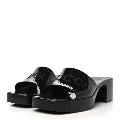 Gucci Rubber Gucci Logo Womens Platform 20/60mm Slide Sandals 37 Black 4 of 10