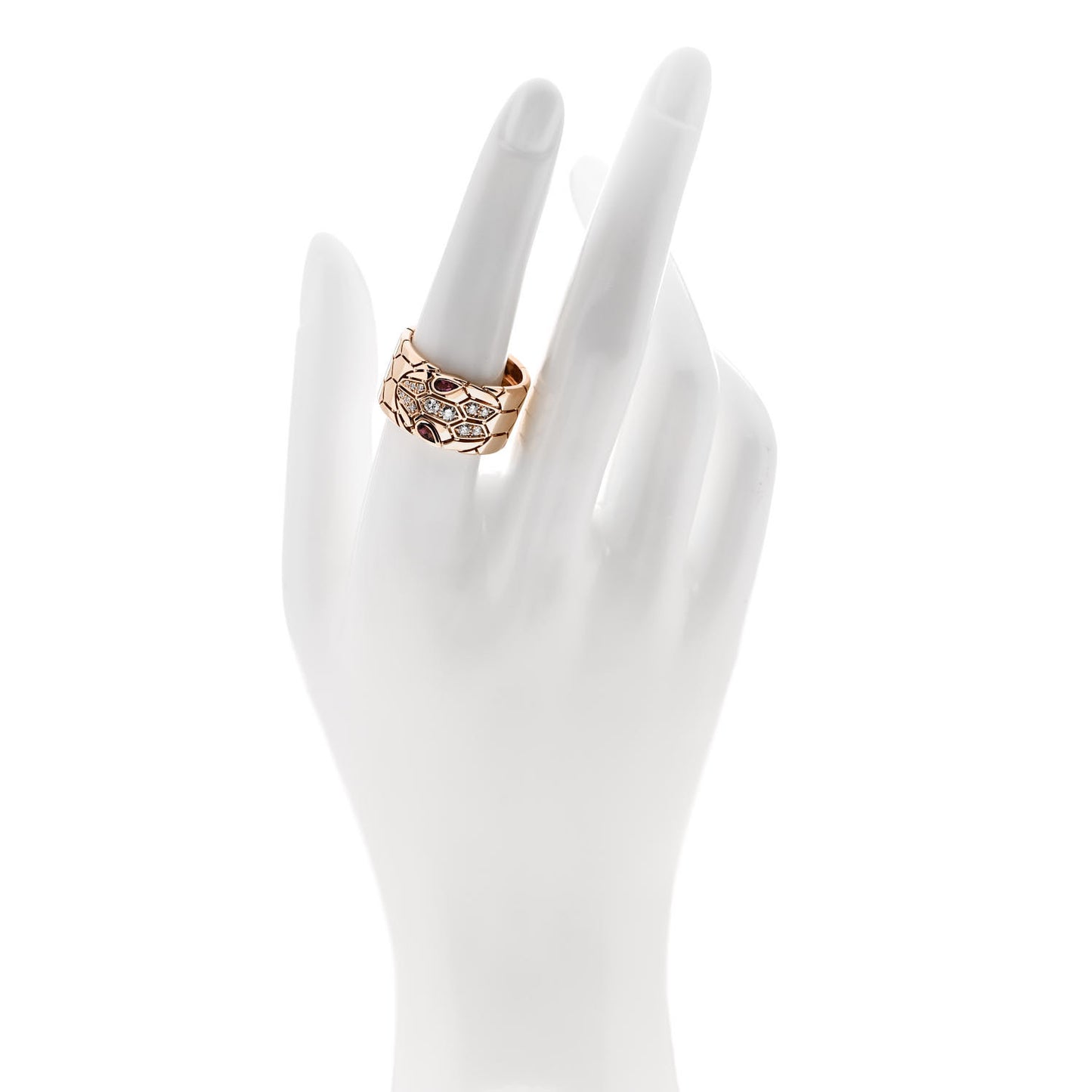 18K Rose Gold Diamond Tourmaline Serpenti Ring 57 8
