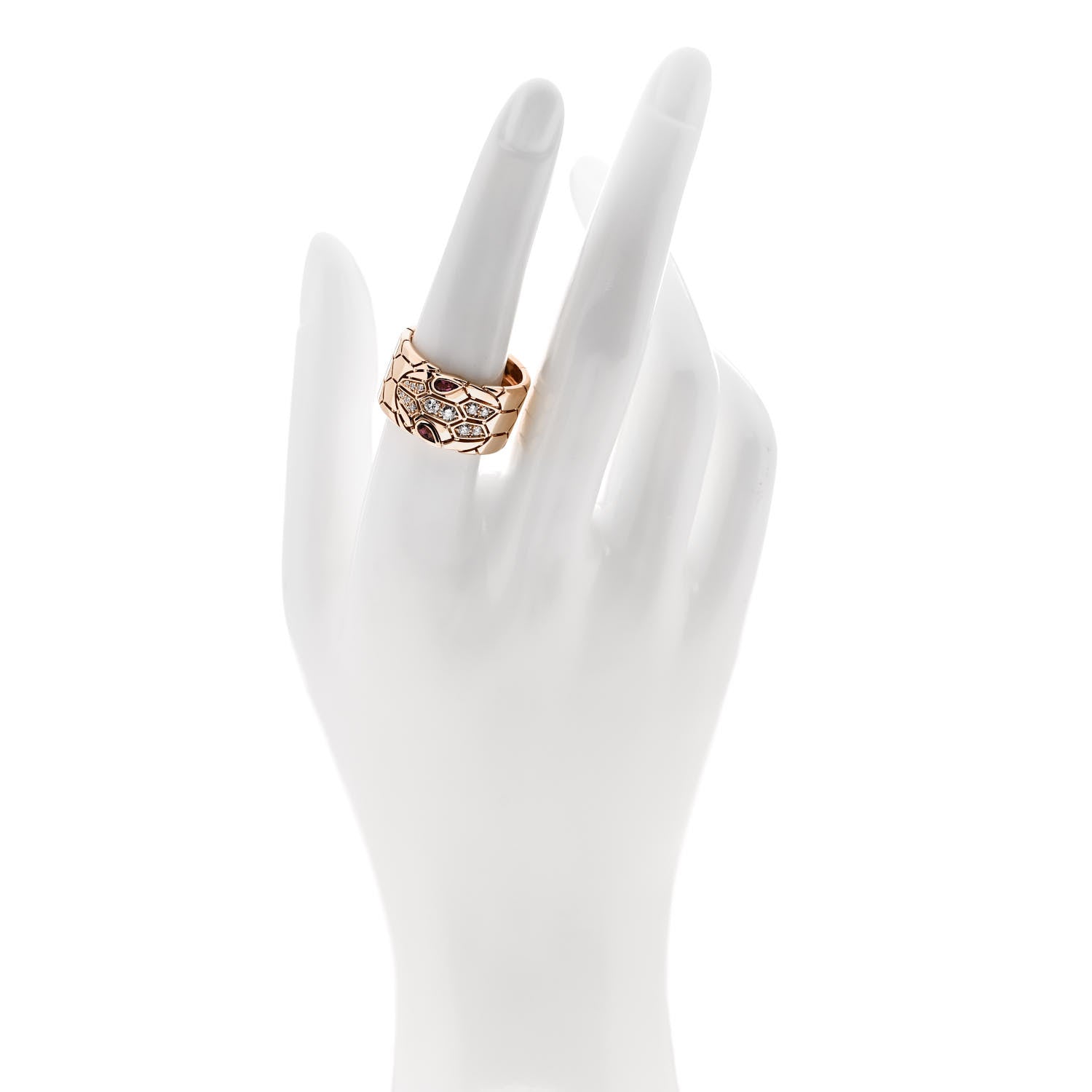 Bulgari 18K Rose Gold Diamond Tourmaline Serpenti Ring 57 8 2 of 5