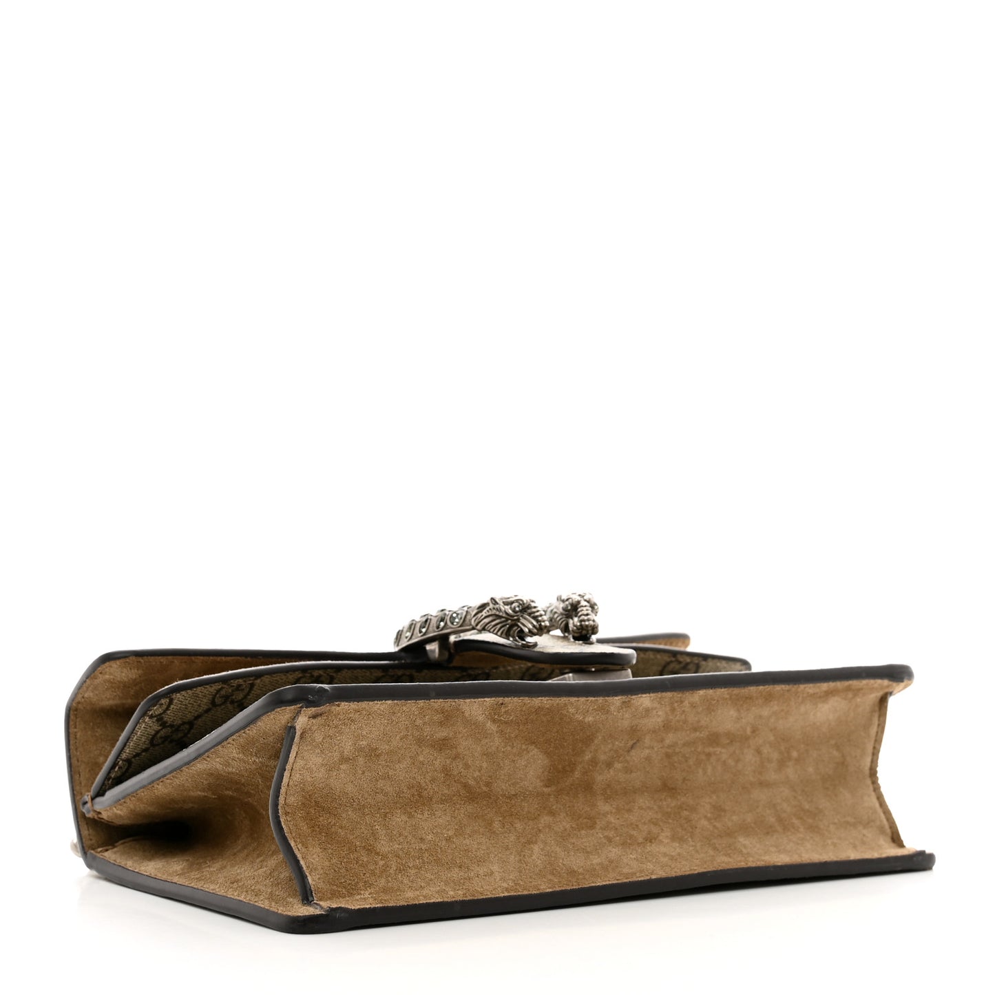 GG Supreme Monogram Suede Crystal Small Dionysus Shoulder Bag Beige Ebony Taupe