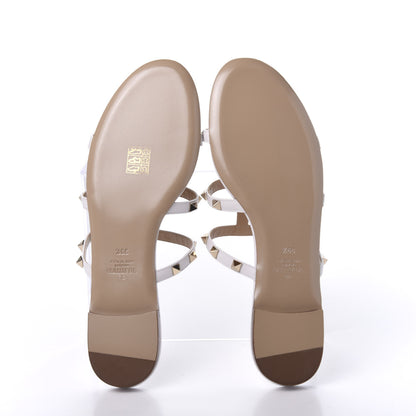 Valentino Garavani Calfskin Rockstud Caged Flat Slide Sandals 39.5 White 5 of 9