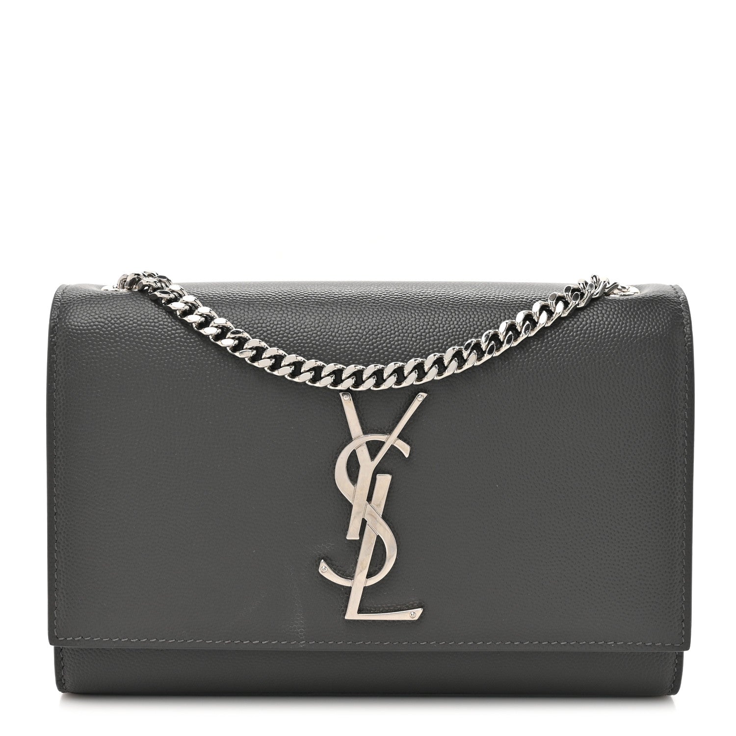 Saint Laurent Grain De Poudre Medium Classic Monogram Kate Satchel Earth Grey 1 of 15