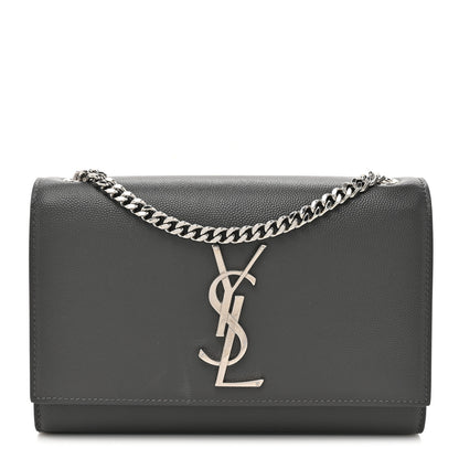 Saint Laurent Grain De Poudre Medium Classic Monogram Kate Satchel Earth Grey 1 of 15